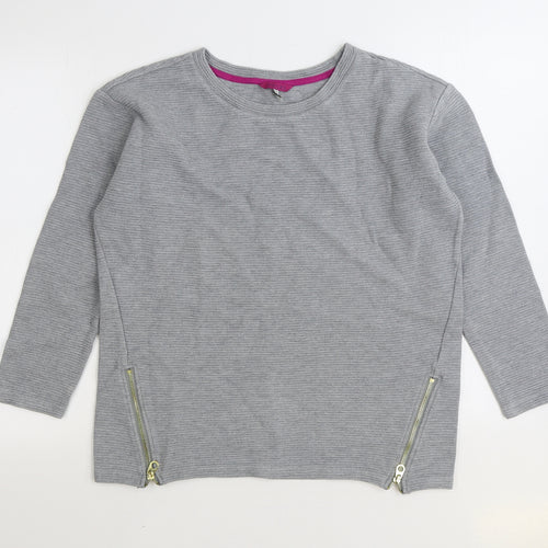 Joules Womens Grey 100% Cotton Pullover Sweatshirt Size 14 Zip