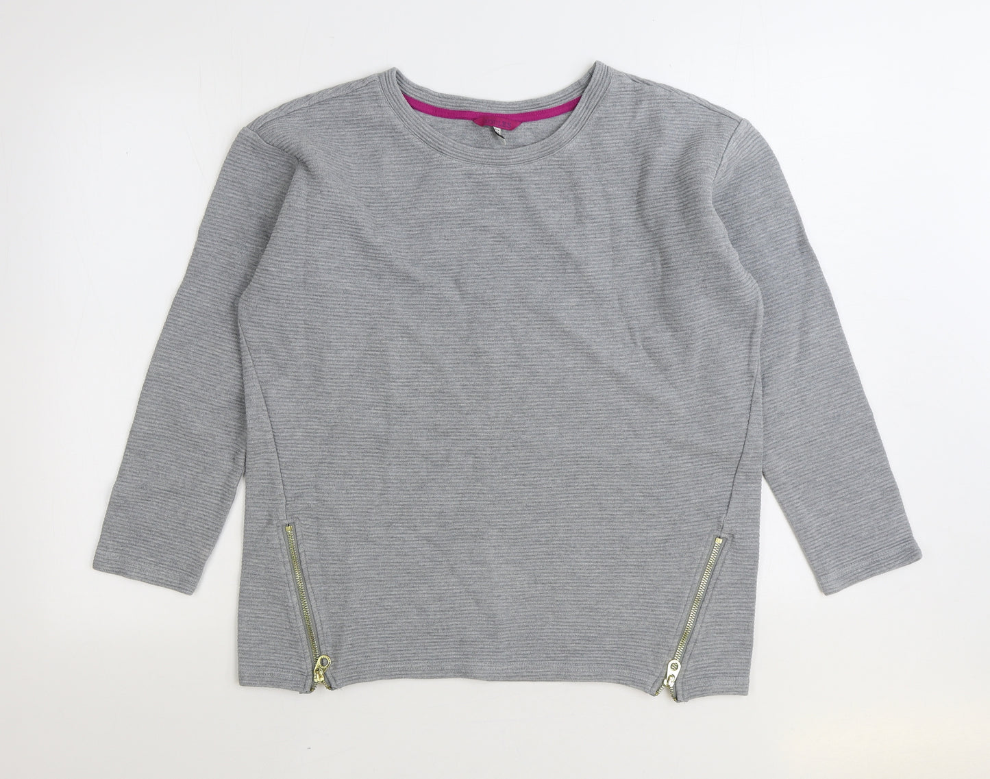 Joules Womens Grey 100% Cotton Pullover Sweatshirt Size 14 Zip