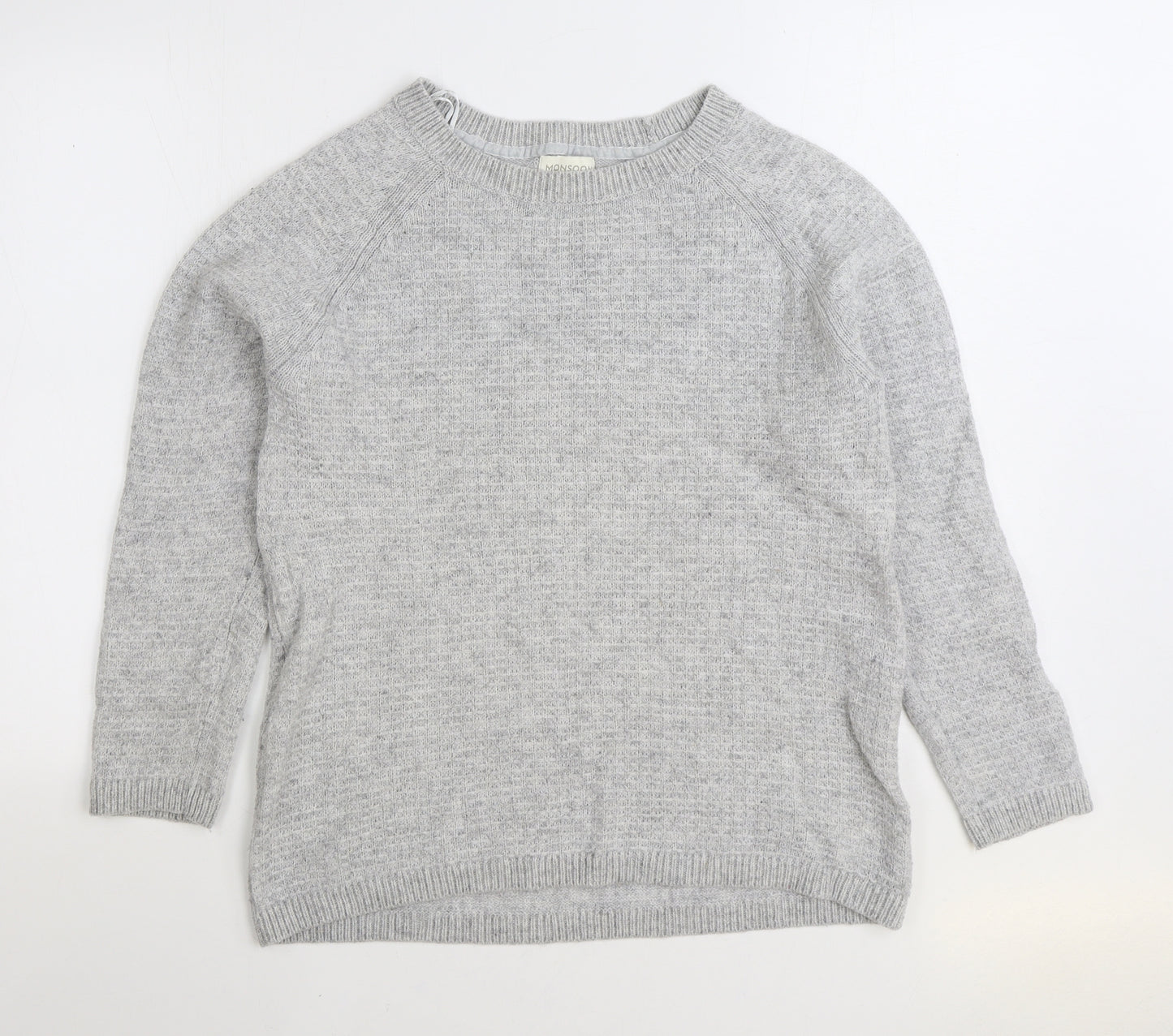 Monsoon Womens Grey Boat Neck Acrylic Pullover Jumper Size 12