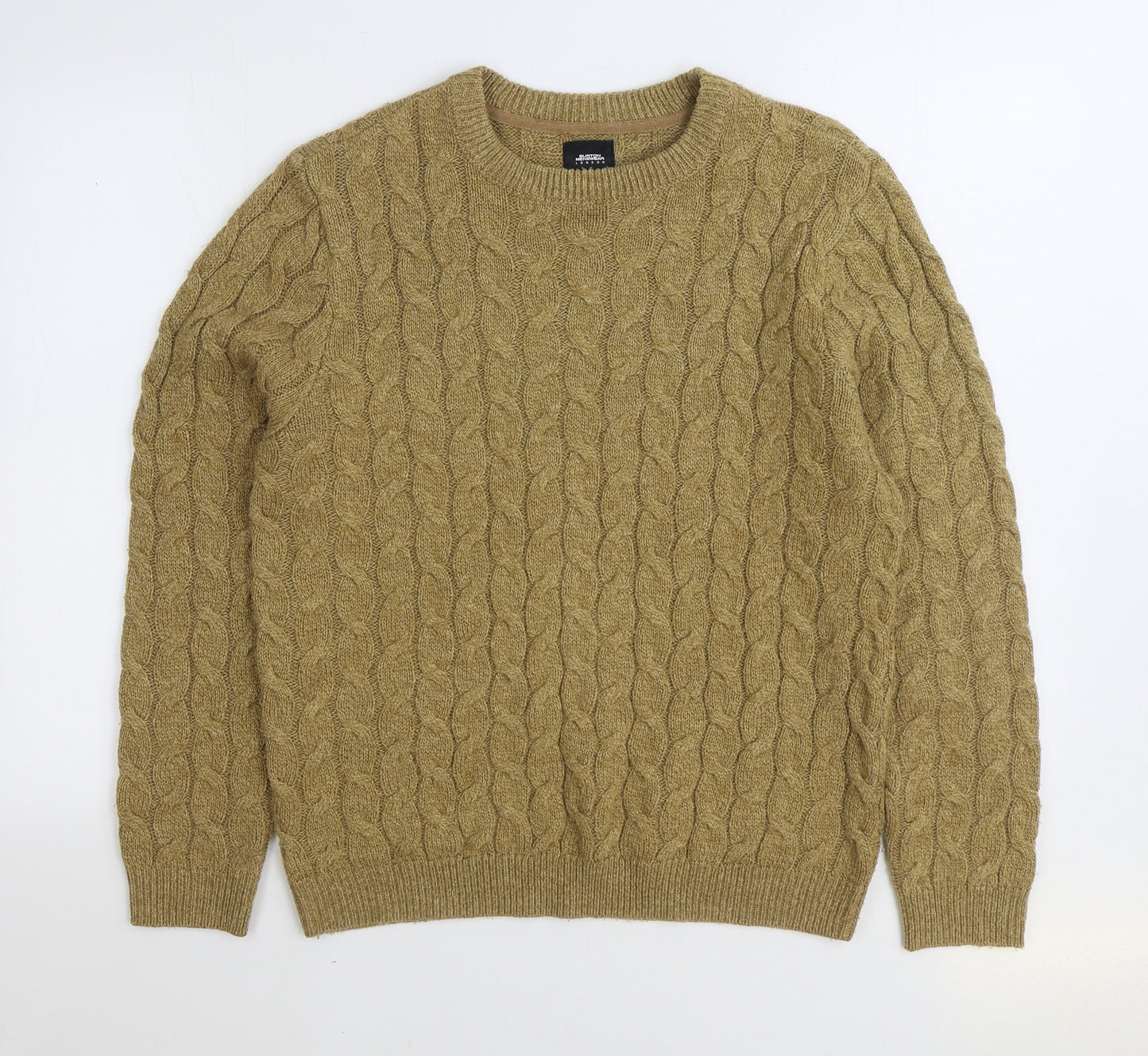 Burton Mens Brown Round Neck Acrylic Pullover Jumper Size M