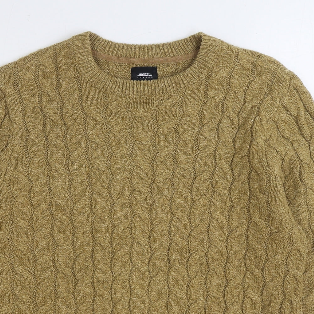 Burton Mens Brown Round Neck Acrylic Pullover Jumper Size M