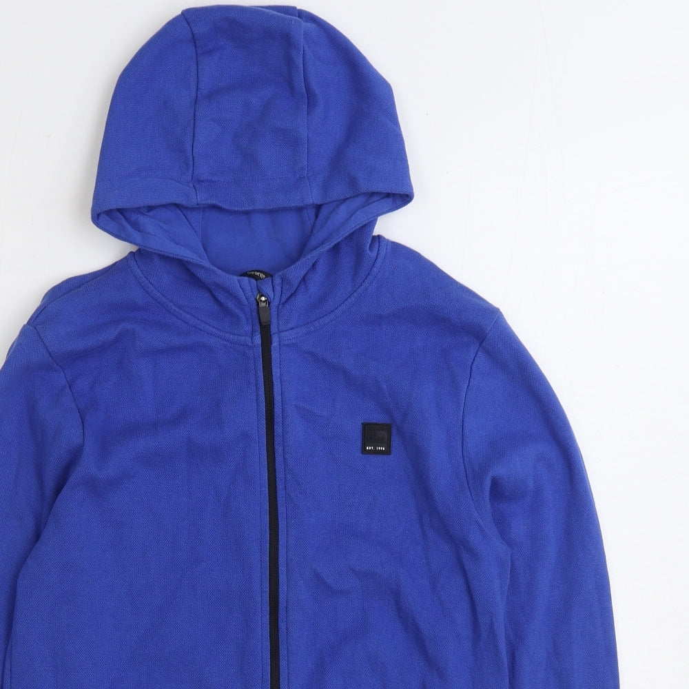 George Boys Blue Cotton Full Zip Hoodie Size 13-14 Years Zip