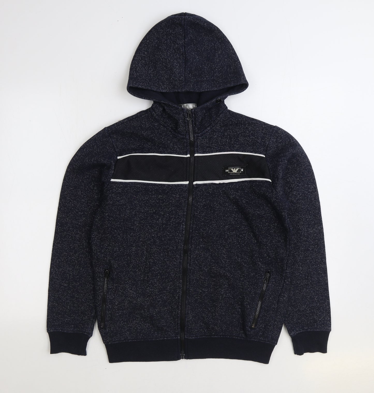 Armani Jeans Boys Blue Cotton Full Zip Hoodie Size 12-13 Years Zip