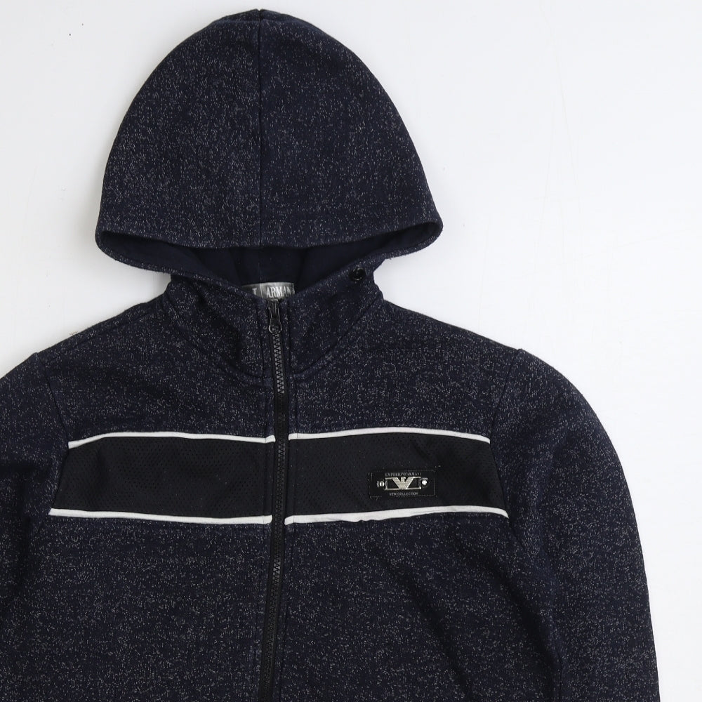 Armani Jeans Boys Blue Cotton Full Zip Hoodie Size 12-13 Years Zip