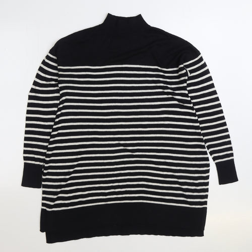 V by Very Womens Black High Neck Striped Acrylic Pullover Jumper Size 12