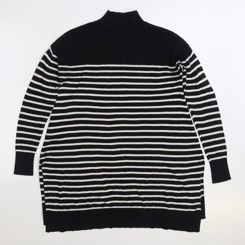 V by Very Womens Black High Neck Striped Acrylic Pullover Jumper Size 12