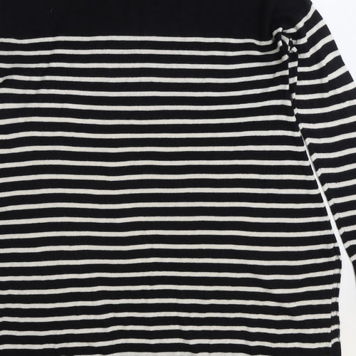 V by Very Womens Black High Neck Striped Acrylic Pullover Jumper Size 12