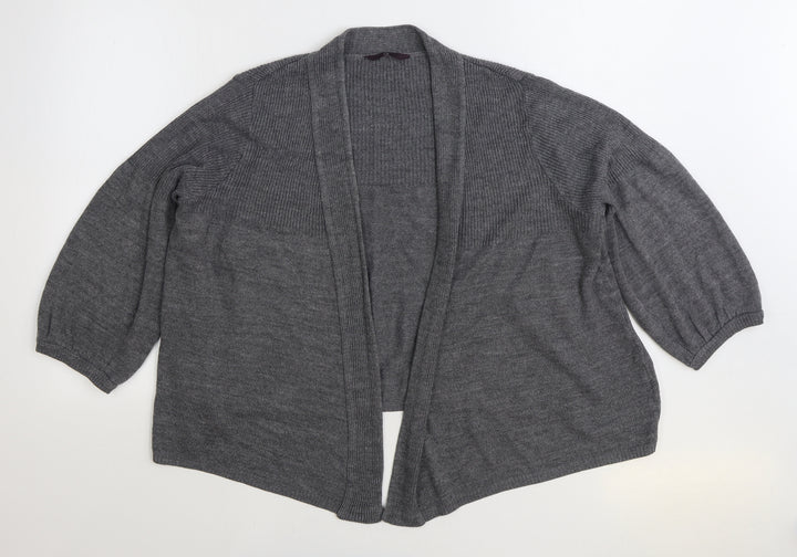 Evans Womens Grey V-Neck Acrylic Cardigan Jumper Size M