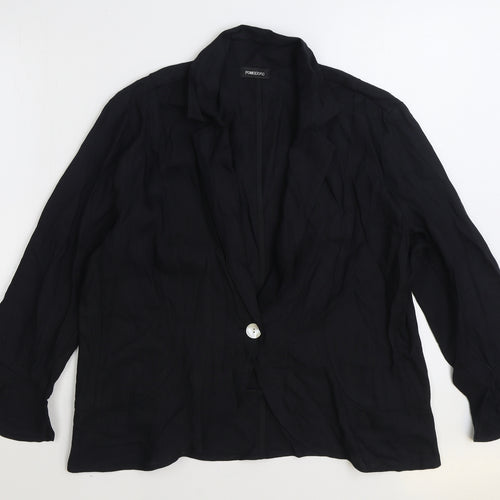 Pomodoro Womens Black Jacket Blazer Size 18 Button