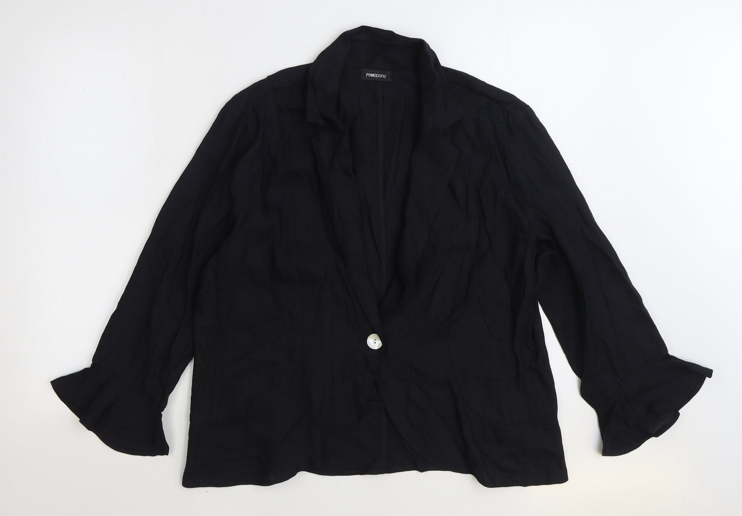 Pomodoro Womens Black Jacket Blazer Size 18 Button