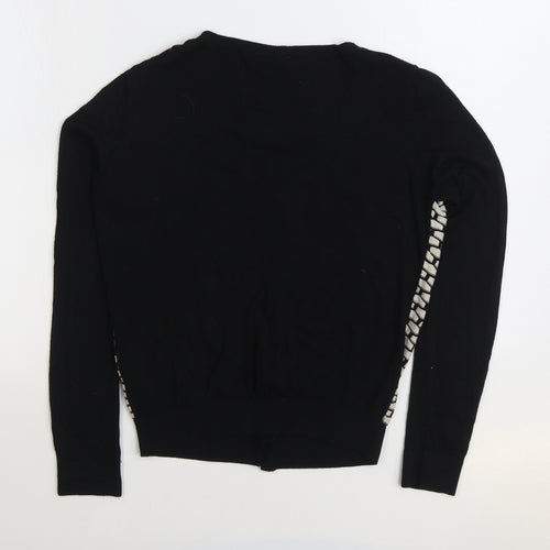 Dorothy Perkins Womens Black Scoop Neck Geometric Acrylic Cardigan Jumper Size 12