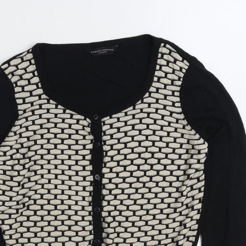 Dorothy Perkins Womens Black Scoop Neck Geometric Acrylic Cardigan Jumper Size 12