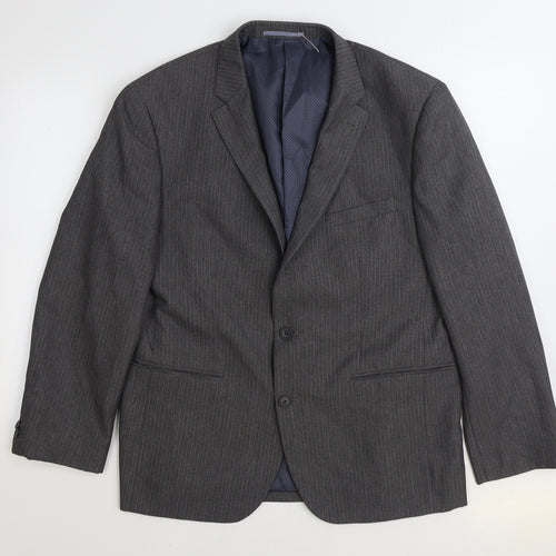 Taylor & Wright Mens Grey Striped Polyester Jacket Suit Jacket Size 44