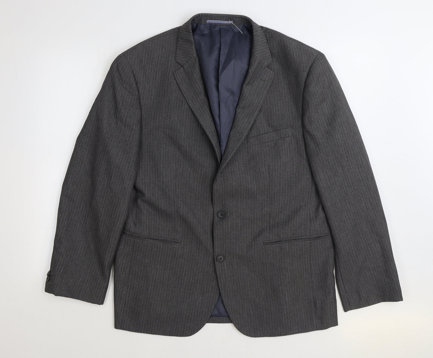 Taylor & Wright Mens Grey Striped Polyester Jacket Suit Jacket Size 44