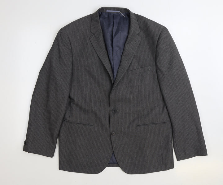 Taylor & Wright Mens Grey Striped Polyester Jacket Suit Jacket Size 44