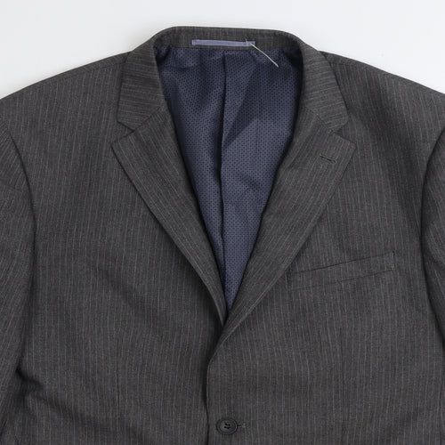 Taylor & Wright Mens Grey Striped Polyester Jacket Suit Jacket Size 44