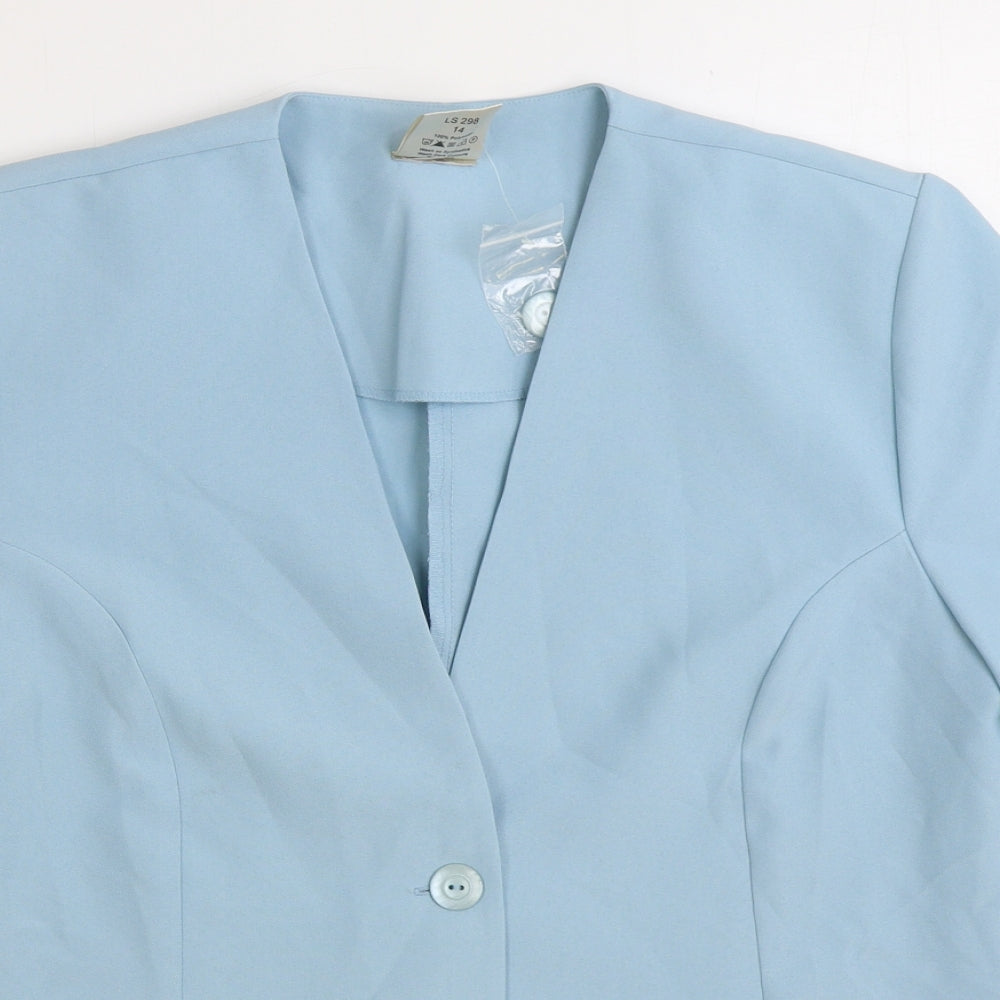 Deanes Womens Blue Jacket Blazer Size 14 Button