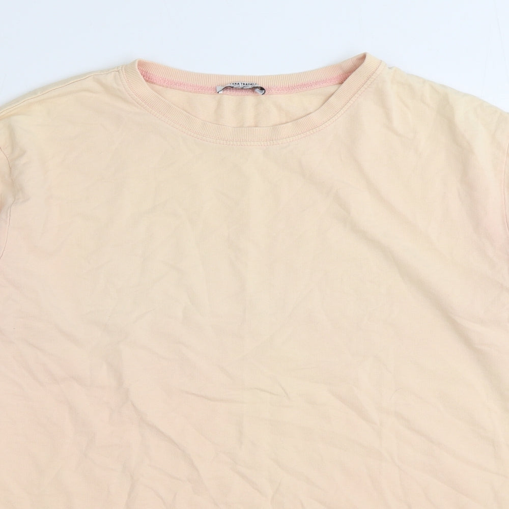 Zara Mens Pink Cotton Pullover Sweatshirt Size M