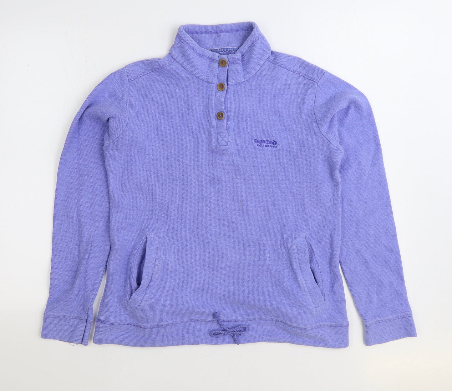 Regatta Womens Blue Cotton Pullover Sweatshirt Size 14 Button