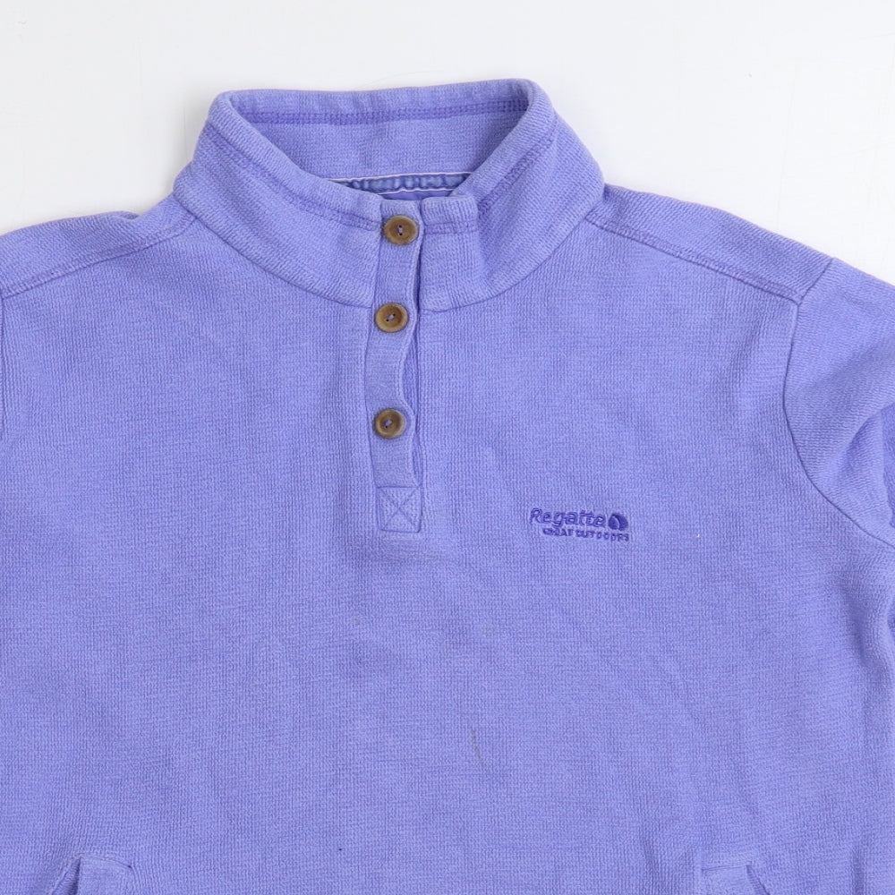 Regatta Womens Blue Cotton Pullover Sweatshirt Size 14 Button