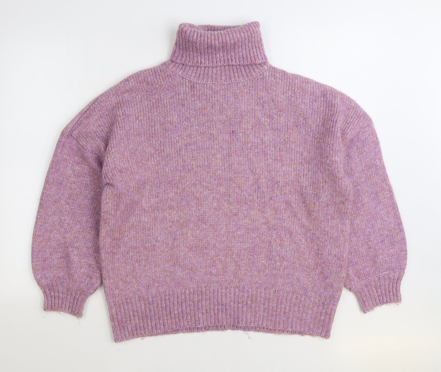 George Womens Purple Roll Neck Acrylic Pullover Jumper Size S