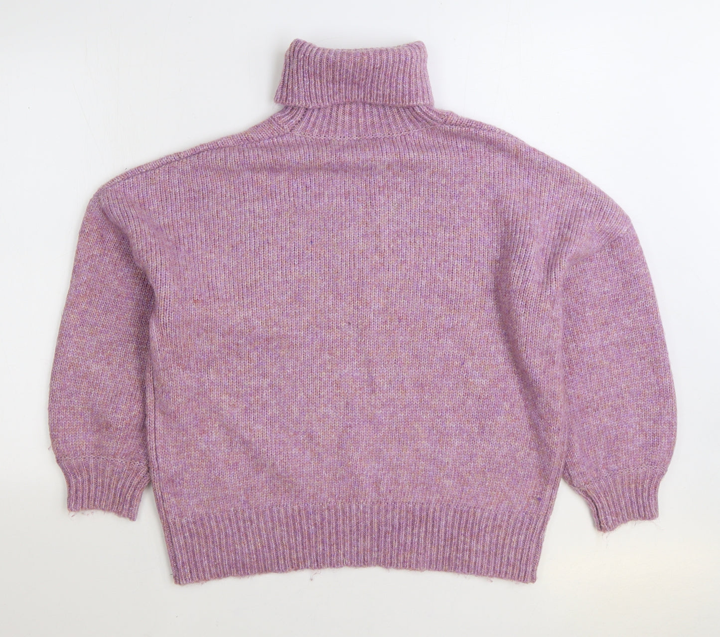George Womens Purple Roll Neck Acrylic Pullover Jumper Size S