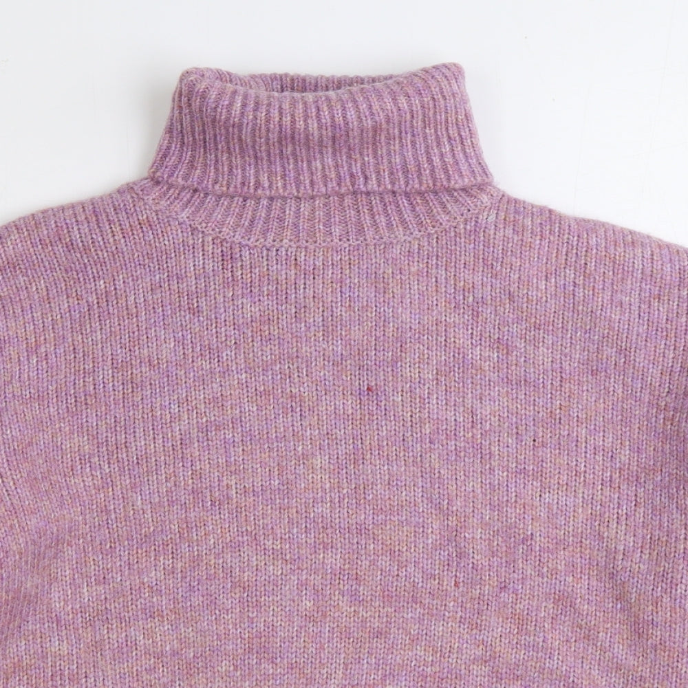 George Womens Purple Roll Neck Acrylic Pullover Jumper Size S