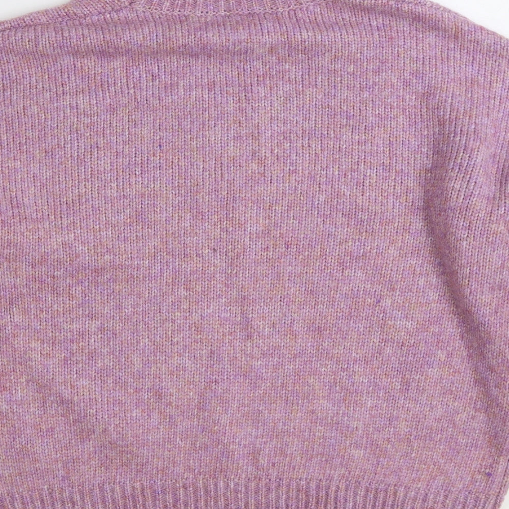 George Womens Purple Roll Neck Acrylic Pullover Jumper Size S