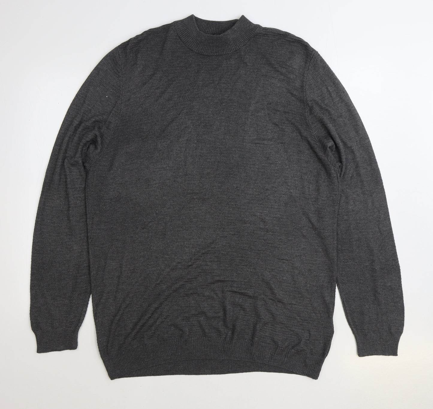 Defacto Studio Mens Grey Mock Neck Viscose Pullover Jumper Size 2XL