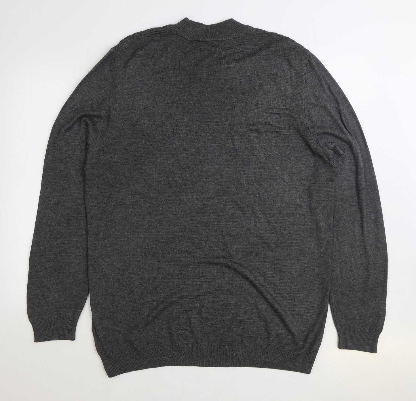 Defacto Studio Mens Grey Mock Neck Viscose Pullover Jumper Size 2XL