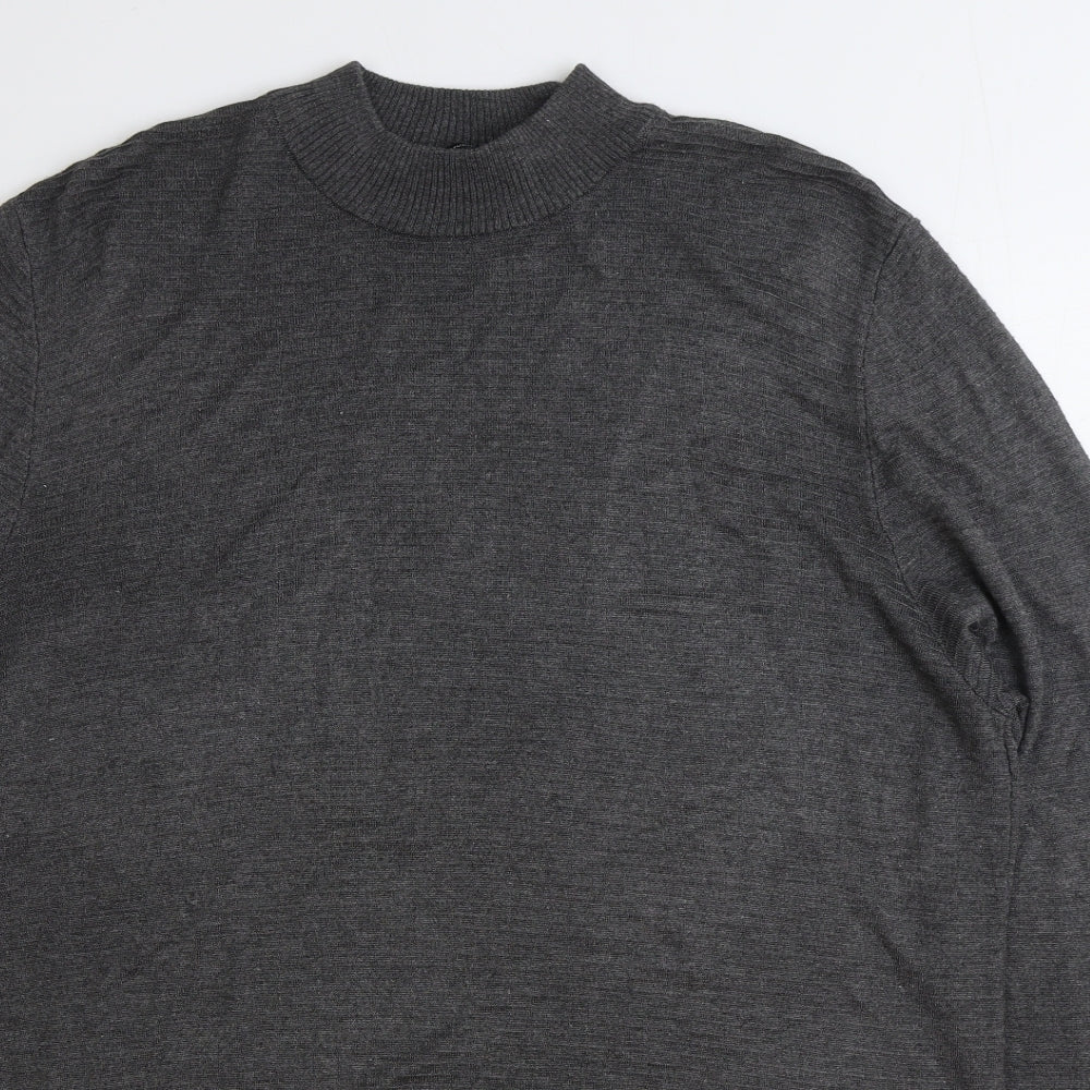 Defacto Studio Mens Grey Mock Neck Viscose Pullover Jumper Size 2XL