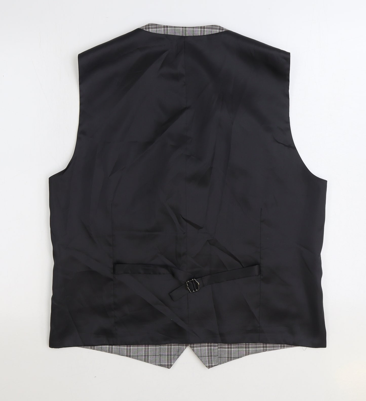 NEXT Mens Grey Plaid Polyester Jacket Suit Waistcoat Size 44