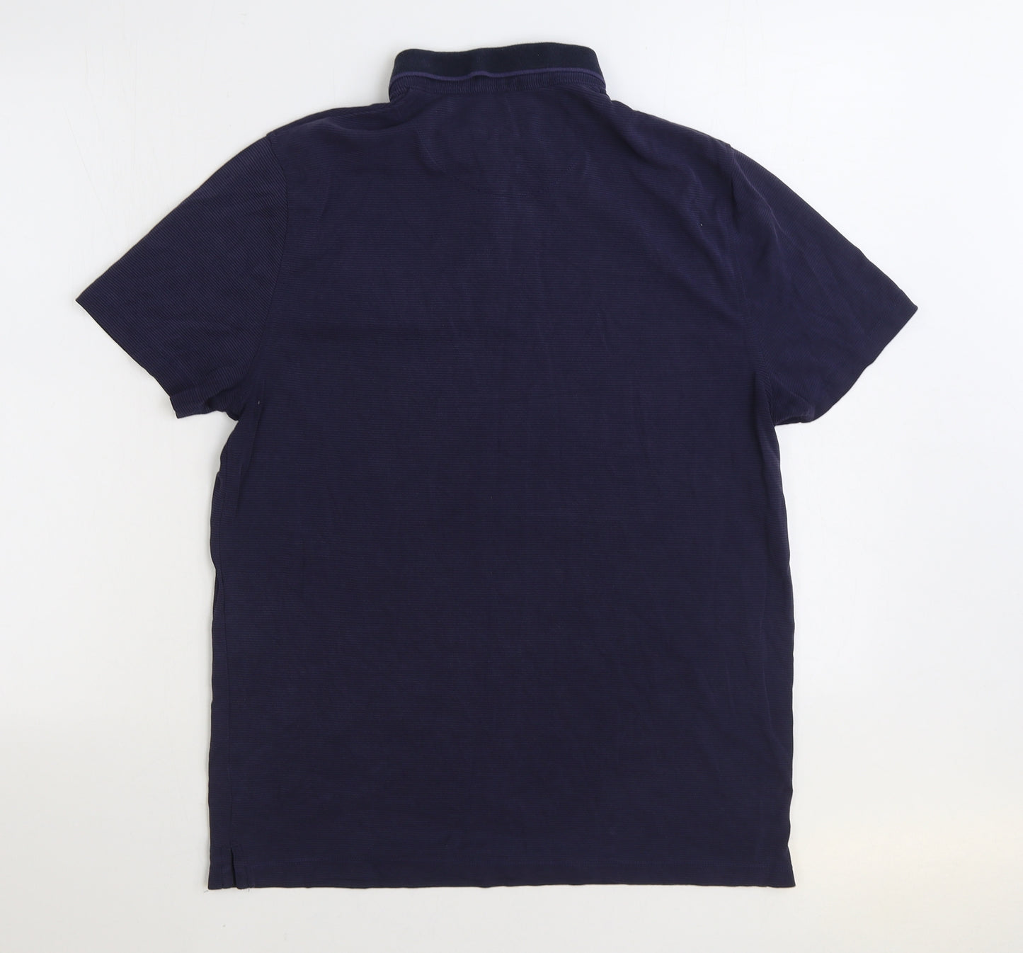 F&F Mens Blue Cotton Polo Size M Collared Button