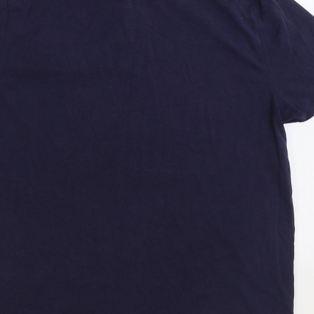 F&F Mens Blue Cotton Polo Size M Collared Button