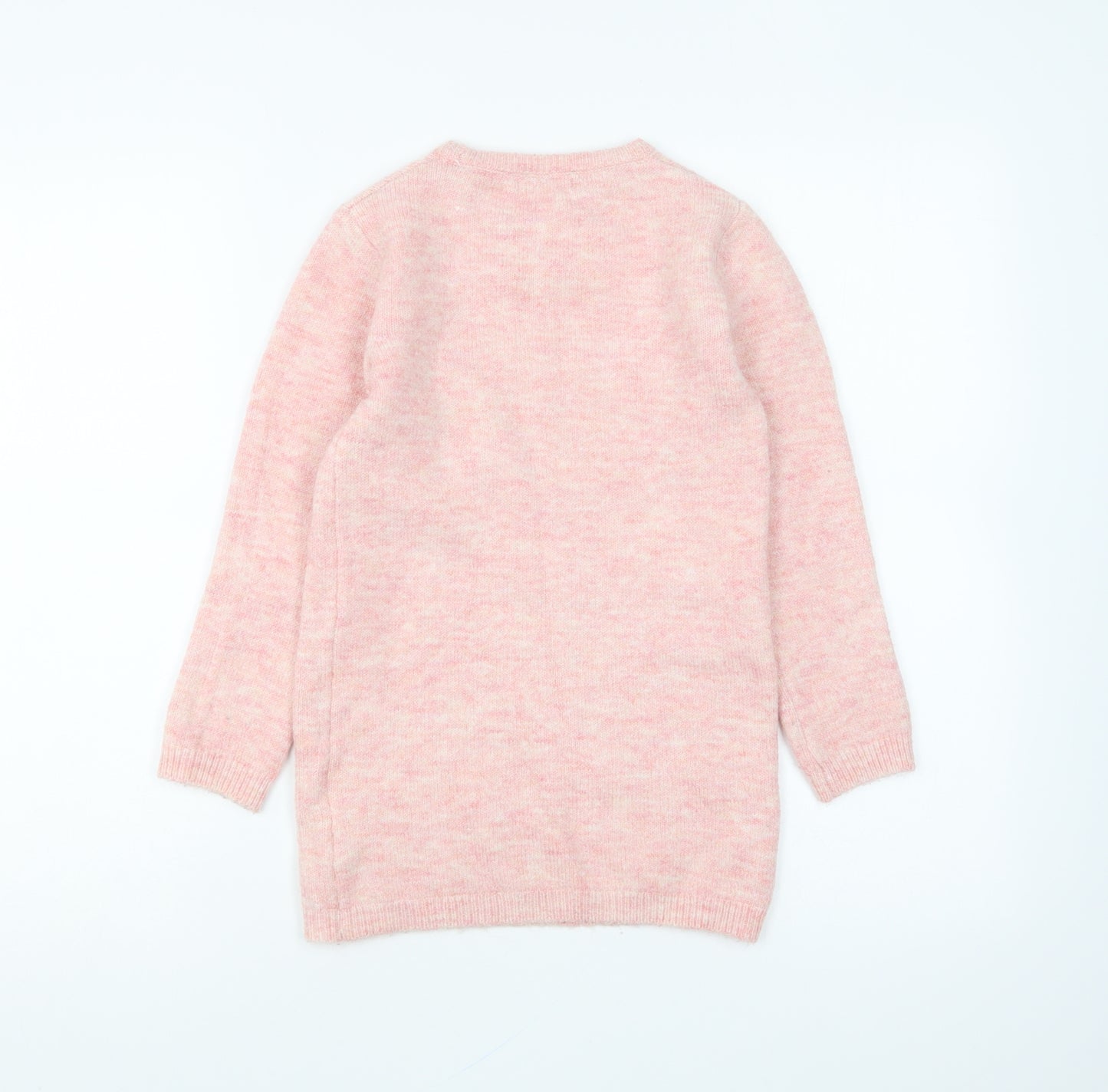 Primark Girls Pink Polyester Jumper Dress Size 7-8 Years Round Neck Pullover - Rainbow