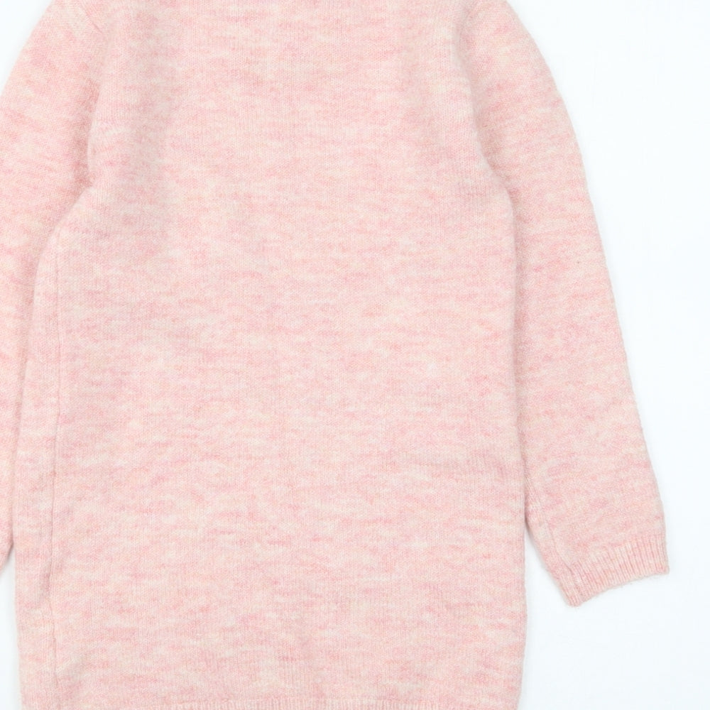Primark Girls Pink Polyester Jumper Dress Size 7-8 Years Round Neck Pullover - Rainbow