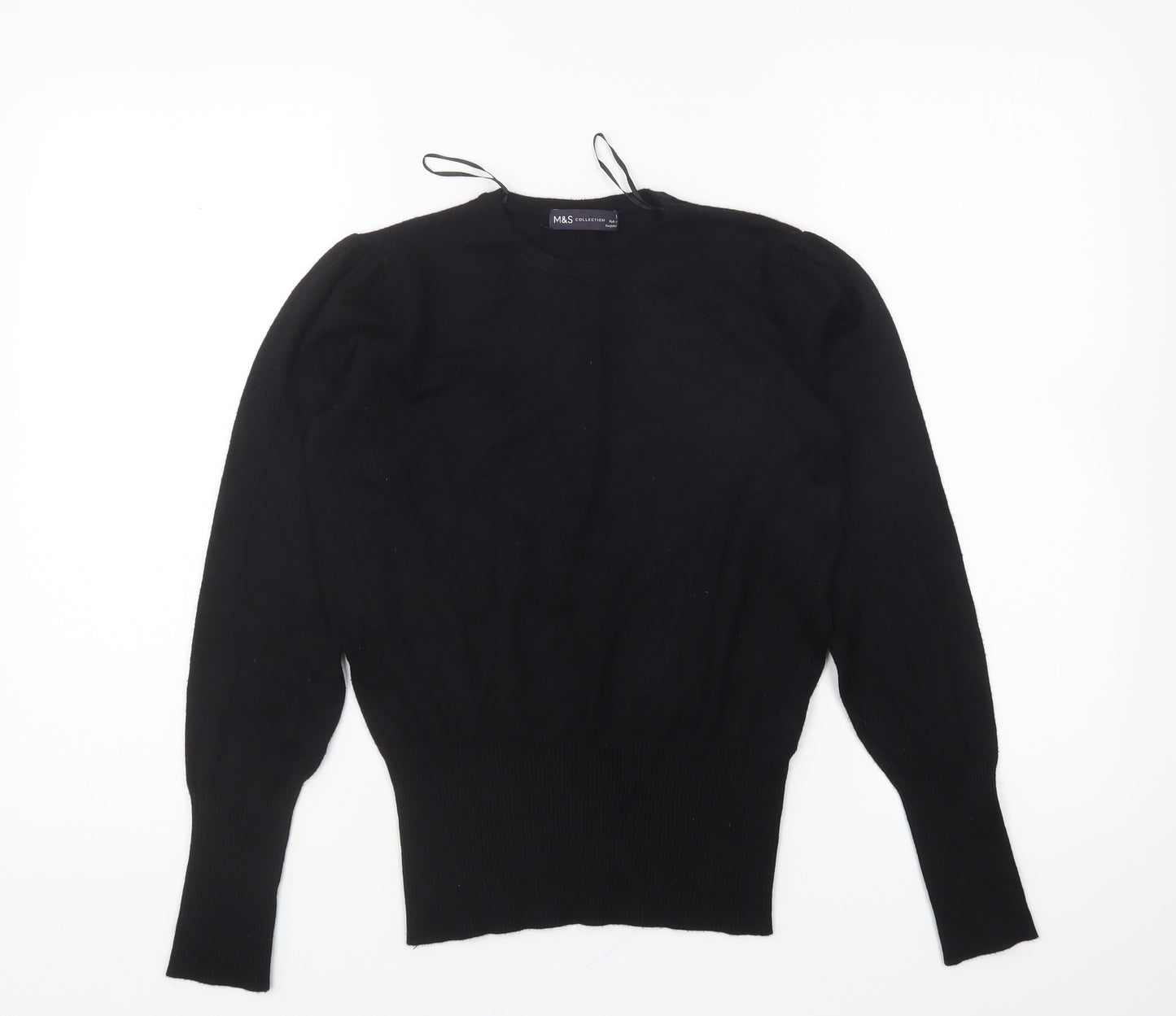 Marks and Spencer Womens Black Round Neck Acrylic Pullover Jumper Size 6