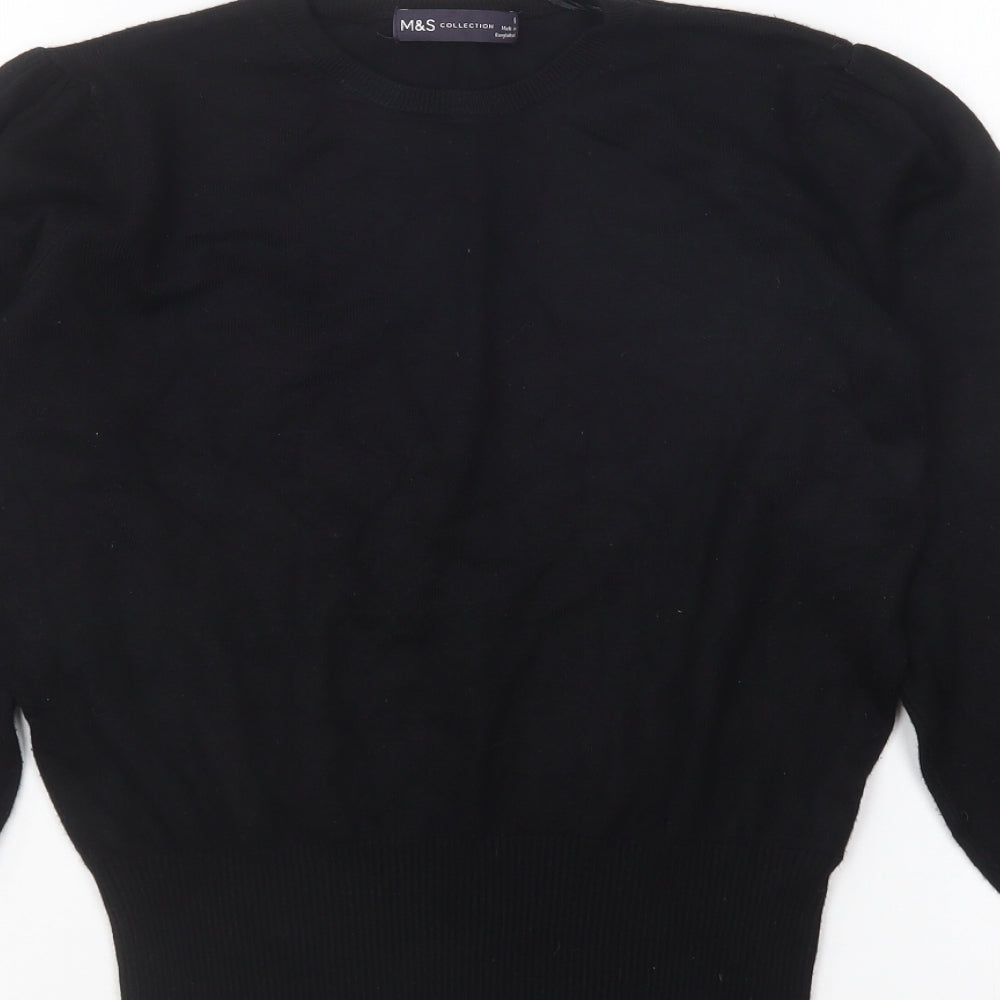 Marks and Spencer Womens Black Round Neck Acrylic Pullover Jumper Size 6