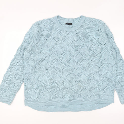 Marks and Spencer Womens Blue Round Neck Acrylic Pullover Jumper Size 16