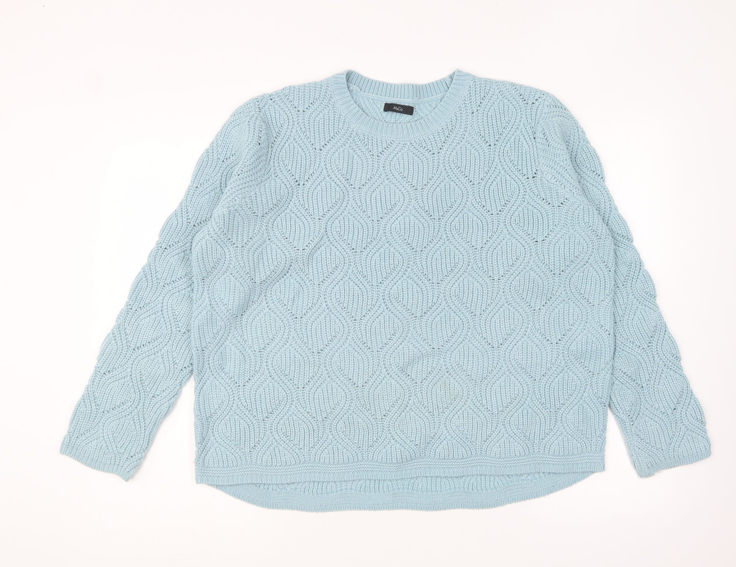 Marks and Spencer Womens Blue Round Neck Acrylic Pullover Jumper Size 16