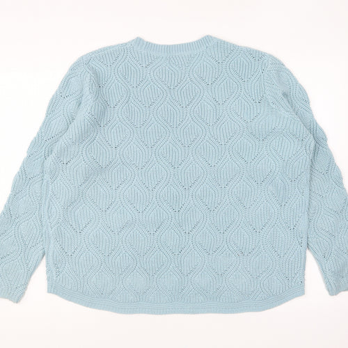 Marks and Spencer Womens Blue Round Neck Acrylic Pullover Jumper Size 16