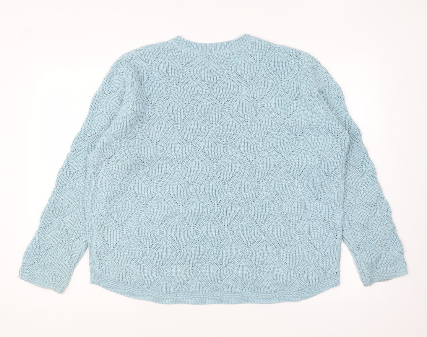 Marks and Spencer Womens Blue Round Neck Acrylic Pullover Jumper Size 16