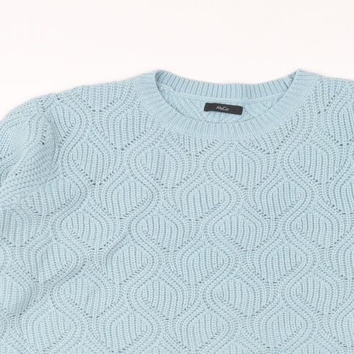 Marks and Spencer Womens Blue Round Neck Acrylic Pullover Jumper Size 16