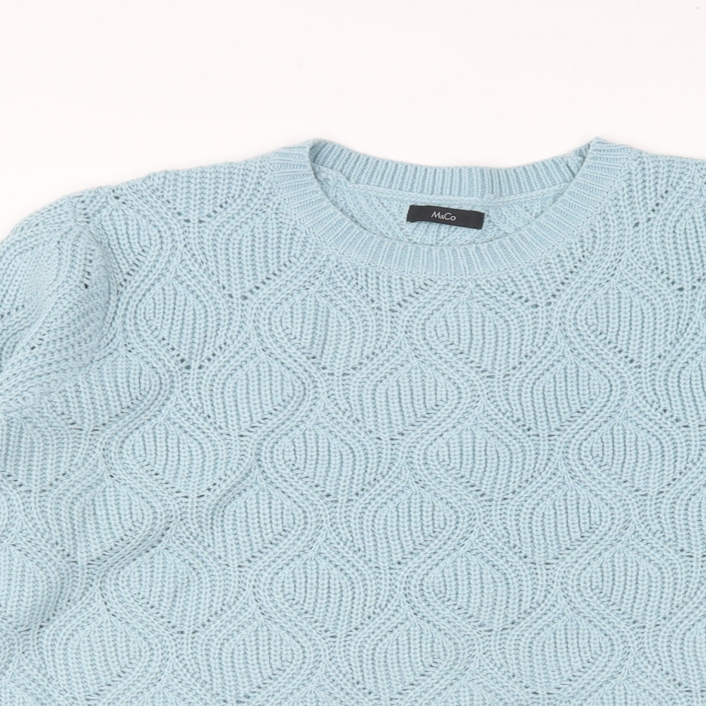Marks and Spencer Womens Blue Round Neck Acrylic Pullover Jumper Size 16