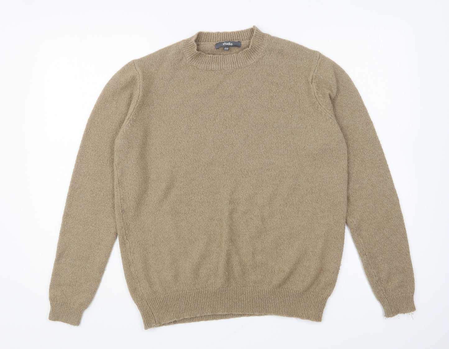 Studio Womens Brown Crew Neck Acrylic Pullover Jumper Size 16