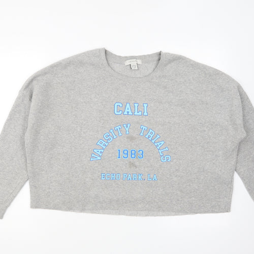Primark Womens Grey Cotton Pullover Sweatshirt Size L Pullover - Cali Varsity Training