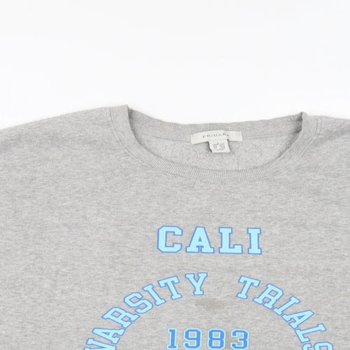 Primark Womens Grey Cotton Pullover Sweatshirt Size L Pullover - Cali Varsity Training