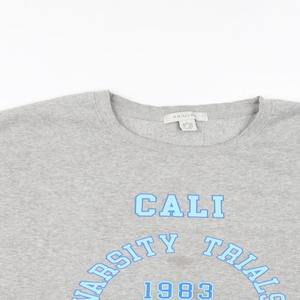 Primark Womens Grey Cotton Pullover Sweatshirt Size L Pullover - Cali Varsity Training