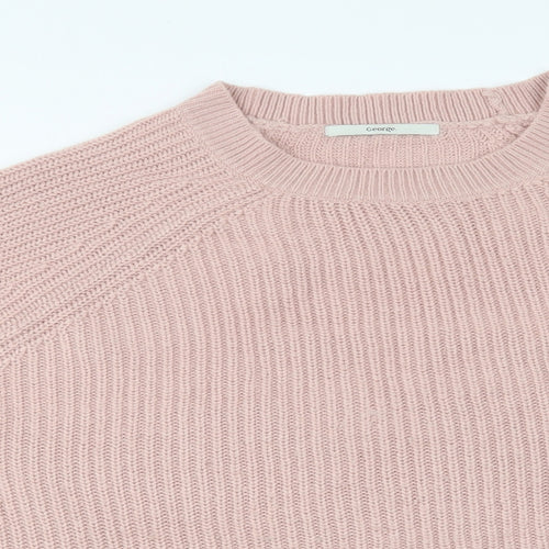 George Womens Pink Round Neck Acrylic Pullover Jumper Size 22