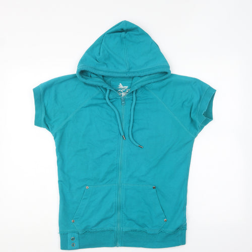 F&F Womens Blue Cotton Full Zip Hoodie Size 12 Zip